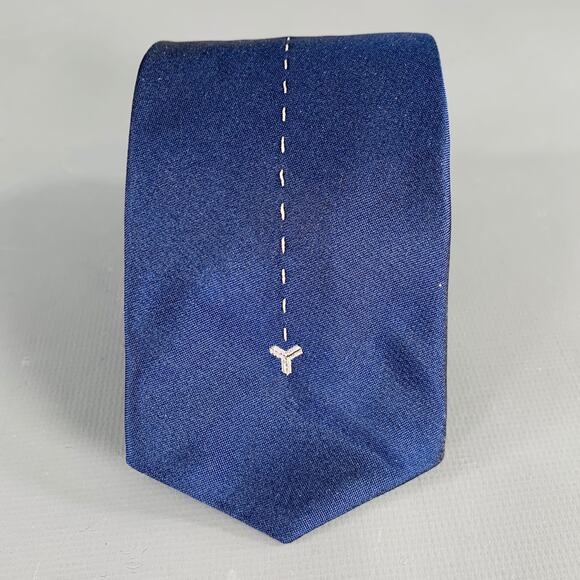 GOYARD Navy Grey Embroidered Silk Tie - Picture 1 of 4